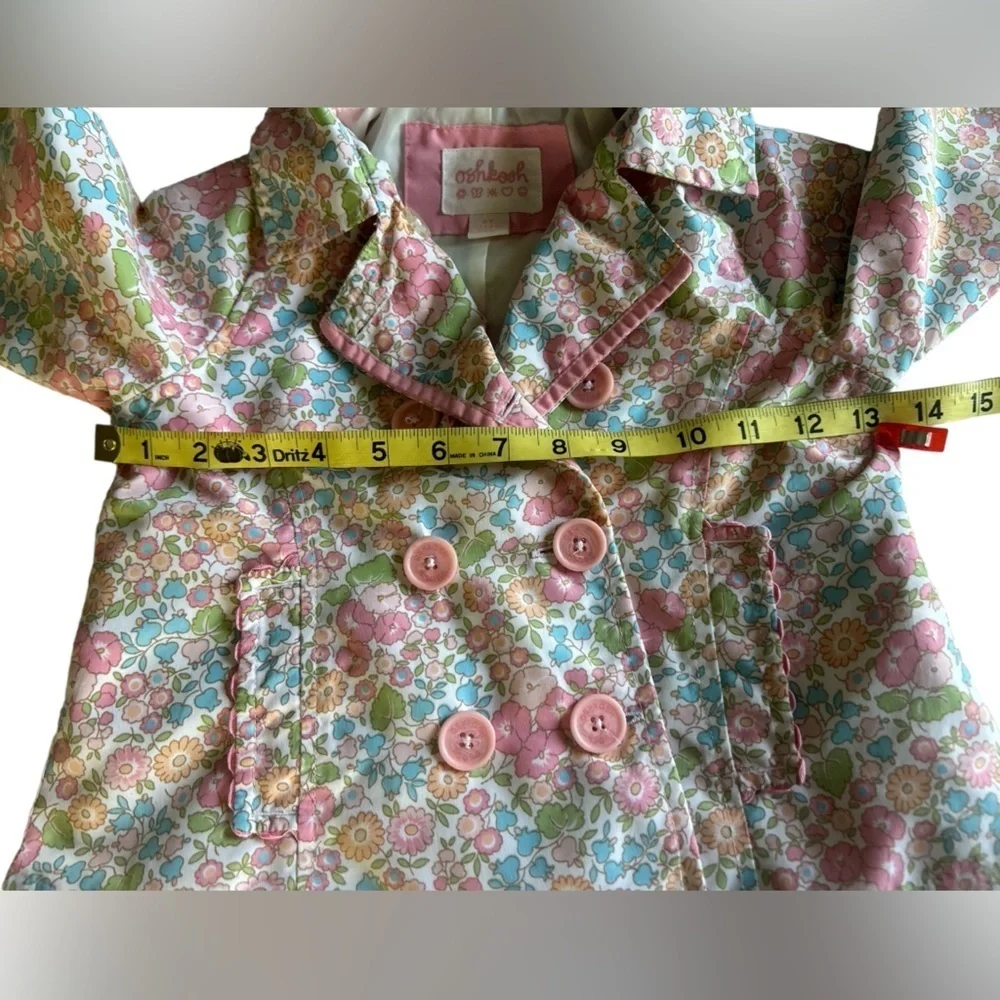 Oshkosh vintage jacket with pink, blue and green floral design size 2T